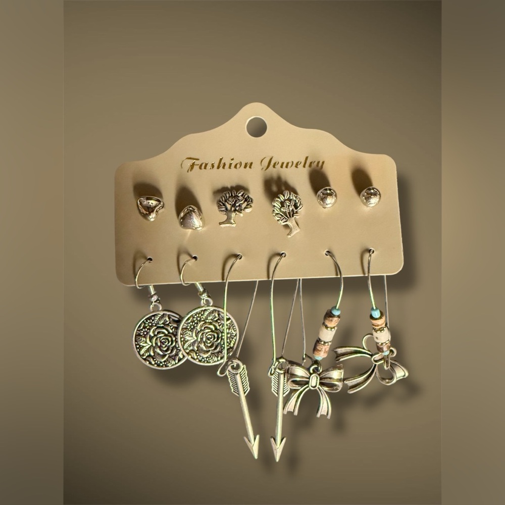 Sliver Tone Bohemian /Western Fashion Jewelry Earring 6pc Set
